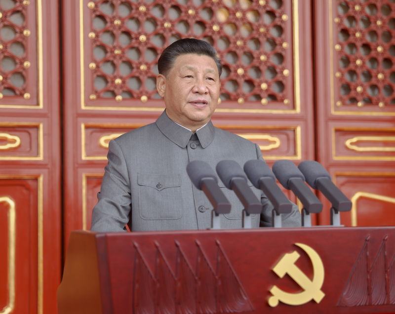 7月1日，慶祝中國共產(chǎn)黨成立100周年大會在北京天安門廣場隆重舉行。中共中央總書記、國家主席、中央軍委主席習(xí)近平發(fā)表重要講話。新華社記者 鞠鵬 攝